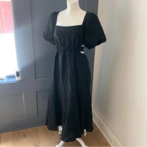 ASTR the Label Womens Winley Black Linen Open Back Midi Dress